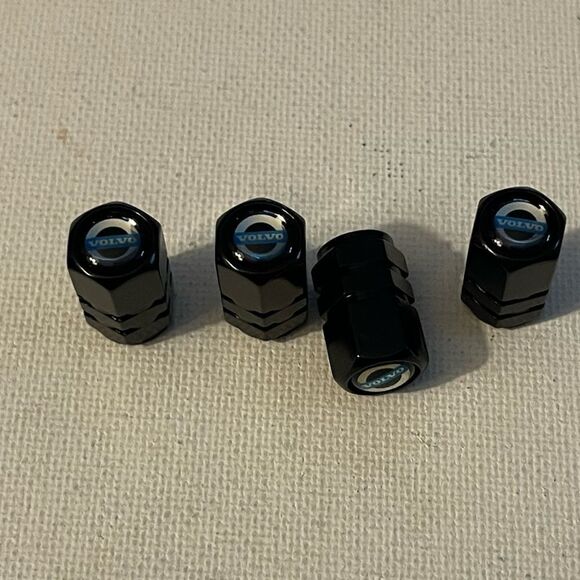 Volvo valve Stem caps in Black set of 4 NWT - Picture 2 of 4